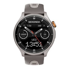 Smart Watch GPS Sekonda 47mm Active Pro in argento con cinturino in silicone grigio