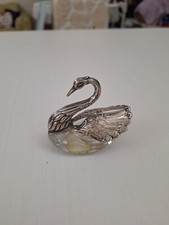♨️ Antica Saliera Formaggiera Argento 800 Cristallo Cigno Vintage Anni 30 Design