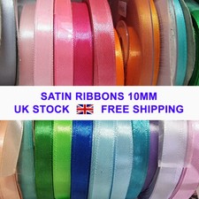 Nastro raso larghezza 10mm, bellissimi colori 1m/5m/10m Regno Unito Stock, spedizione gratuita