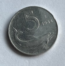 Moneta 5 LIRE DELFINO ITALIANA