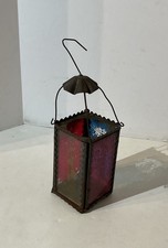 ANTICO ALBERO DI NATALE TEDESCO VITTORIANO PIUME *LANTERNA A CANDELA* VETRO LATTA 4”