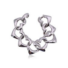 Autentico Bracciale Yves Saint Laurent Vintage Argento Metallo Cuore Catena Link