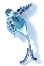 DANIEL SWAROVSKI SPILLA CRYSTAL PARADISE BIRD BOKALI BLU UCCELLO PARADISO NUOVO