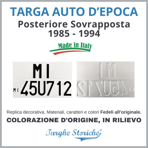 Targa auto posteriore - targa,