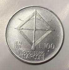 ITALIA REPUBBLICA 100 LIRE COMMEMORATIVA 1974 100° GUGLIELMO MARCONI - FDC  - 