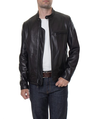 Giacca pelle caffè uomo - , moto