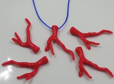 5pz  ciondolo perline ramo corallo  in acrilico 5cm colore rosso  bijoux