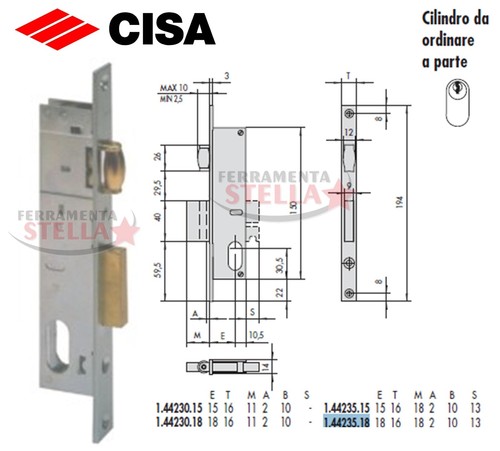 Serratura cisa 44230 - cisa,