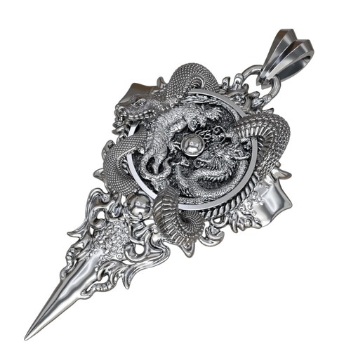 Ciondolo drago tigre argento