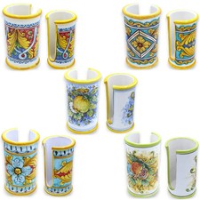 Porta Bicchieri per acqua o per caffè (1Unità) ceramica Caltagirone, 6 Opzioni D