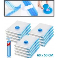 12 SACCHETTI SOTTOVUOTO VESTITI 50x60 SACCHI SALVASPAZIO ABITI COPERTE CON POMPA