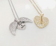 COLLANA CIONDOLO CUORE CON ALI D'ANGELO PERSONALIZZABILE CON NOME DONNA