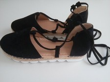 Scarpe sandali donna, nere, lacci alla caviglia, n. 42
