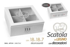 SCATOLA PORTA BUSTINE COFANETTO THE TE TISANE TEA CIALDE SCATOLINA CUORE 18*18*7
