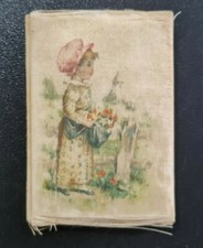 Antico calendarietto calendario con copertina in seta dipinto a mano Anno 1888