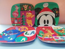 4 PIATTI DISNEY STITCH WINNIE TOPOLINO BAMBINI PER BIMBI PLASTICA MELAMINA