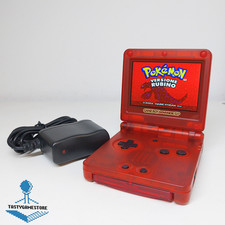 Nintendo Game Boy Advance Sp Rosso Trasparente con Schermo IPS V5 Menù Osd