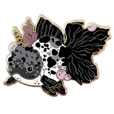 Spilla smaltata Panda Oranda pesci rossi - spilla placcata oro - gioielli nuova natura