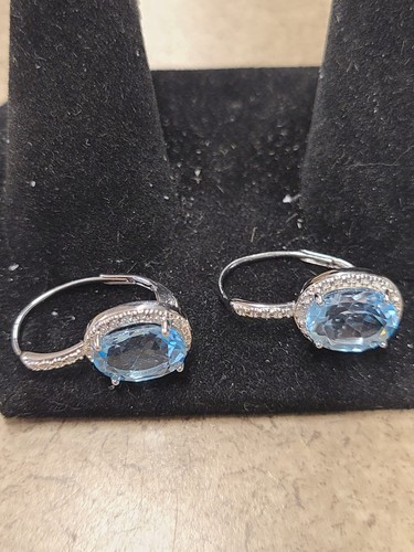 Orecchini topazio blu rodiato - orecchini,