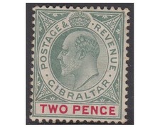 GIBRALTAR stamps 1904 EDWARD VII 2 pence green and carmine SG.58 - MH  (F213)