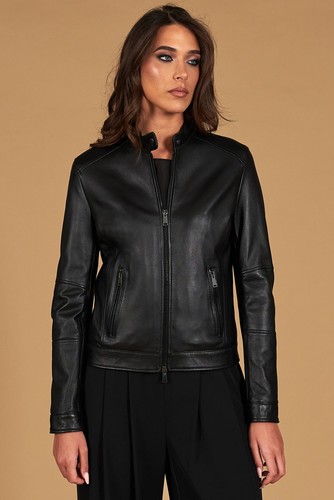Giacca pelle nera donna - ,