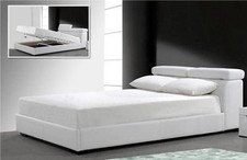 LETTO CONTENITORE MATRIMONIALE CON DOGHE-LETTI DESIGN MODERNO ECOPELLE BIANCO IT