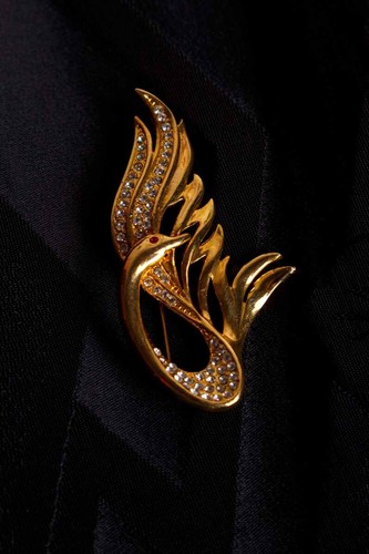 Spilla vintage cigno grande - spilla,