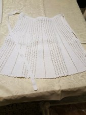 Grembiule con tasca all'uncinetto cotone bianco  Vintage B34 (19) °