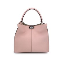 Autentica borsa Fendi Selleria in pelle rosa Peekaboo X-Lite media con manico superiore