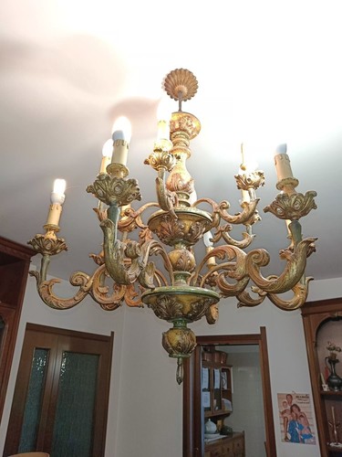 Antico lampadario legno - antico,