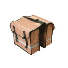 BORSA POSTERIORE DOPPIA MARRONE PER BICI CON MANIGLIA E RIFRANGENTI BICICLETTA