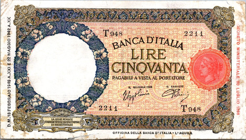 Italy lire 1942 pick - 50,