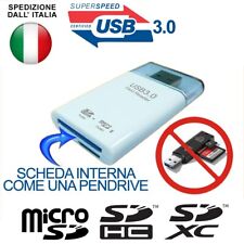 LETTORE DI MEMORIE CARD READER USB 3.0 SCHEDE SDXC SDHC SD MICROSD PENDRIVE