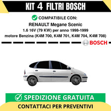 KIT BOSCH 4 Filtri tagliando per RENAULT Megane Scenic 1.6 16V 79 kw Benzina ...