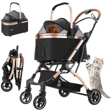 Passeggino 2in1 per Animali Domestici Carrozzina Cani e Gatti Convertibile Nero
