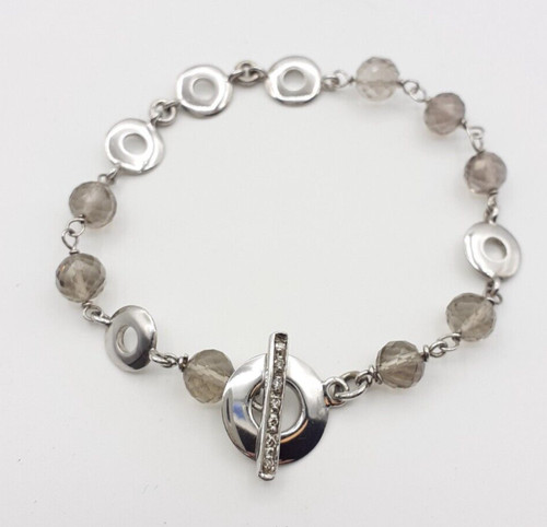 Bracciale quarzo fumè argento