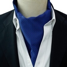 Cravatta Da Uomo Ascot Vintage Sciarpa Blu Paisley Fantasia Check