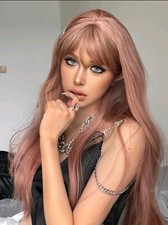 Parrucca Rosa Lunga, Parrucca Rosa, Parrucca Rosa Con Onde,pink Gold Wig