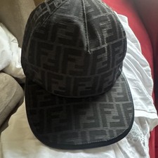 Cappello berretto camionista baseball jacquard monogramma Fendi FF Zucca nero nuovo con etichette taglia M