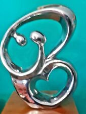 Splendida Scultura Moderna Colore Argento Famiglia Stilizzata