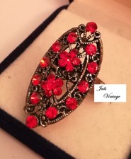 NOVITA':ANELLO LIBERTY '20 cm3,3 RUBINI-GRANATI LEGA ARGENTO-ORO BIANCO; ANTICO!