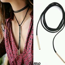 COLLANA DONNA COUTRY  SEXY COLLARE COLLARINO  ORO GIROCOLLO PELLE NERO MARRONE 