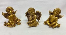 Set 3 angioletti soprammobili statuette oro in resina Item International 12 cm