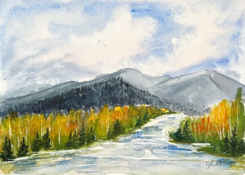 Acquerello originale autunno - acquerello,