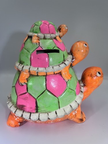 Vintage ceramic stacked turtle - vintage,
