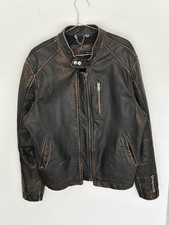 Energie Vintage Leather Men’s Moto Jacket Racing  Taglia M-L