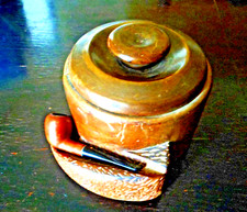 Grande antica TABACCHIERA PORTA PIPA in legno massiccio.