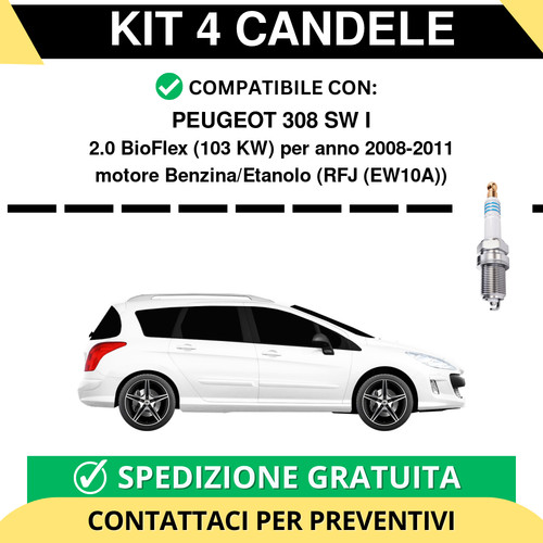 Kit candele per peugeot 308 - kit, 4
