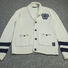 Henri Lloyd Uomo Cardigan Taglia L Slim Cotone Lana Pesante Scialle Maglione