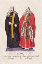 Cavalieri di San Marco Ordine Stola d'oro Venezia costume cavaliere incisione 1821